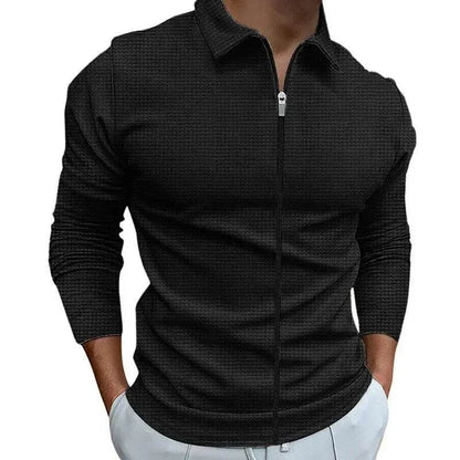 Buy Center Men's Lapel Zipper Jacket - Stylish Slim Fit Cardigan - Buy Center UK