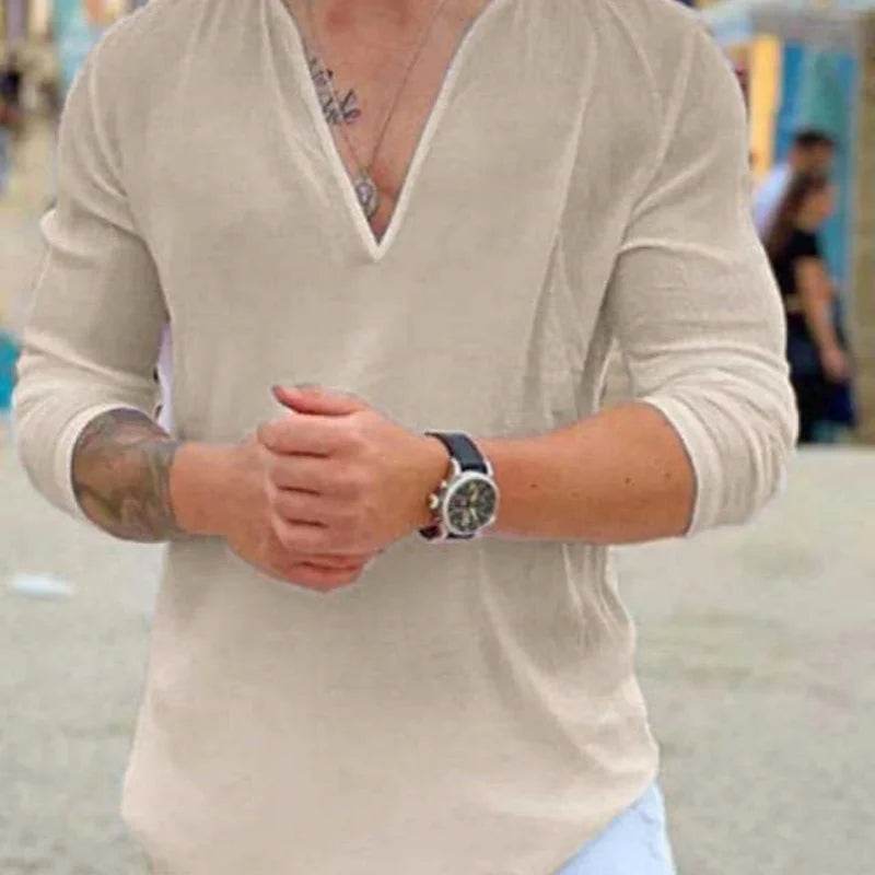 Buy Center Men's Loose Shirt - Cotton Linen Spring Autumn Style - Buy Center UK