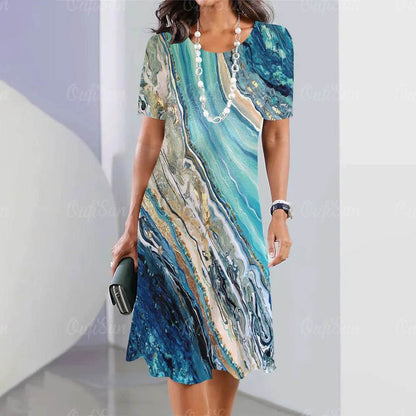 2024 Women's Plus Size Midi Dress - Elegant Graphic Print & Comfort - Buy Center UK