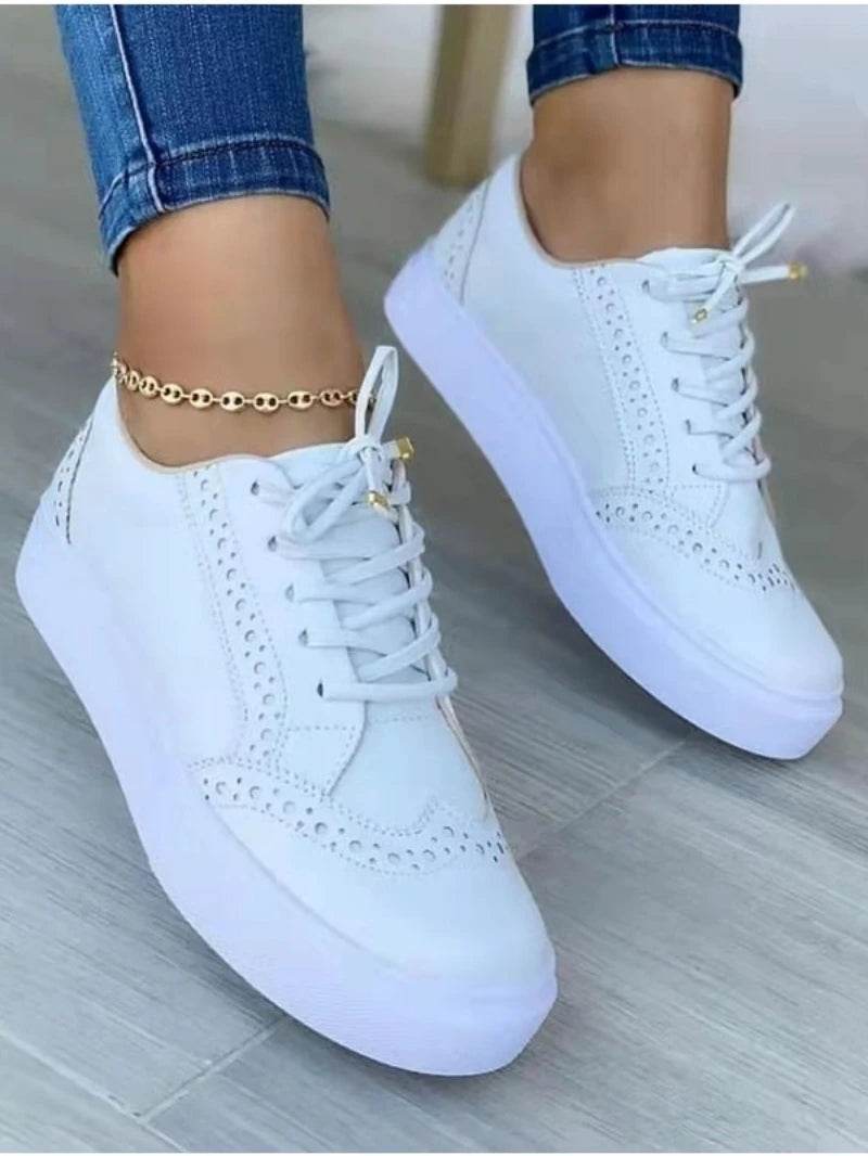 Buy Center Women’s Flat Casual Sneakers - Lace-Up Spring Fashion - Buy Center UK