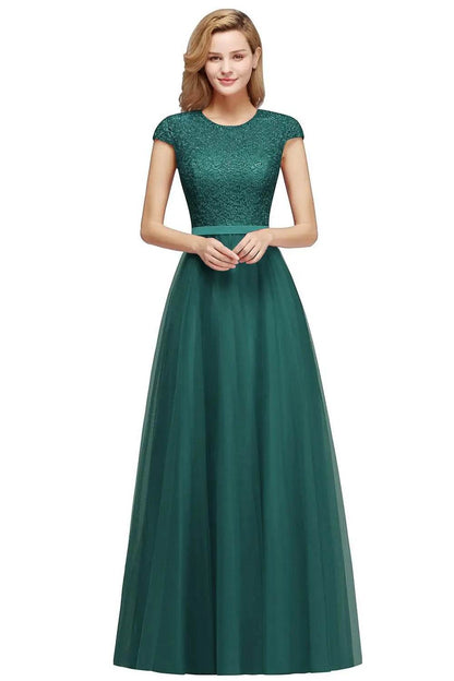 Buy Center A-line Lace Dress - Scoop Neck, Elegant Short Sleeves - Buy Center UK