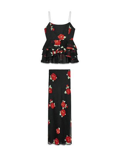 Buy Center Elegant Ruffle Top Skirt Set - Chic Floral Print Dress - Buy Center UK