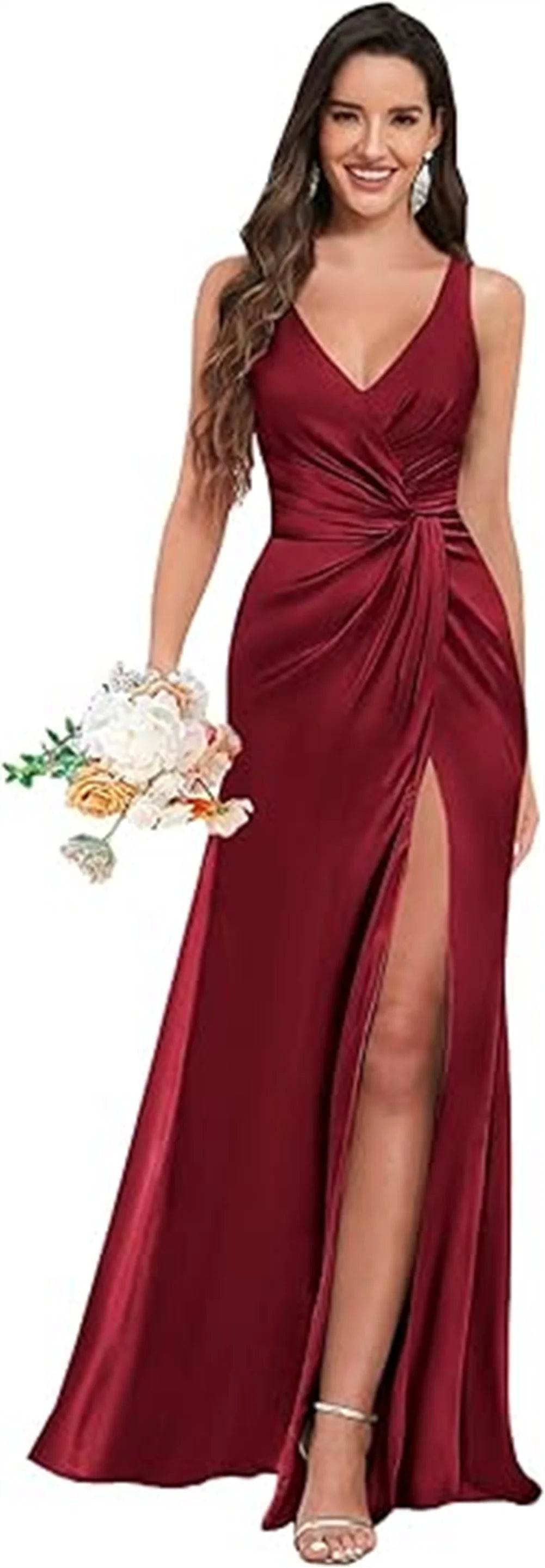 Customized Mermaid Satin Bridesmaid Dresses - Elegant V-Neck Design - Buy Center UK