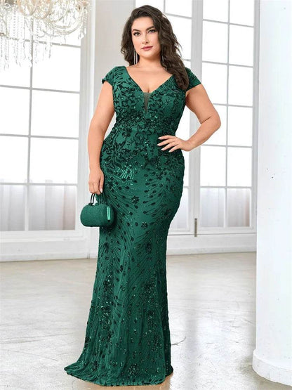 Buy Center Plus Size Blue Evening Dress - Mermaid Sequin Gown 2025 - Buy Center UK