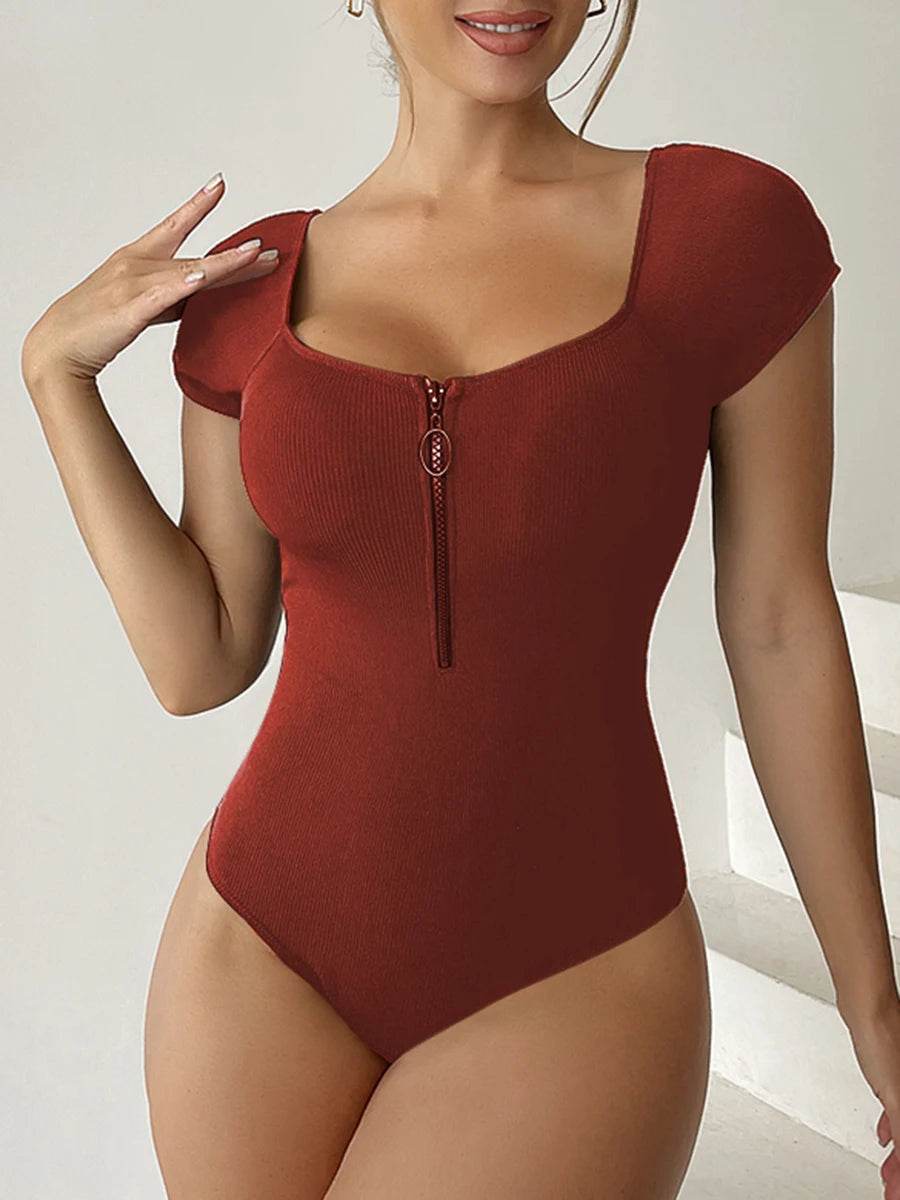 Buy Center Women's Short Sleeve Swimsuit - Zipper One Piece Bathing Suit - Buy Center UK