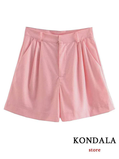 TRAFZA Casual Women Suits - V Neck Blazer & Wide Leg Shorts - Buy Center UK