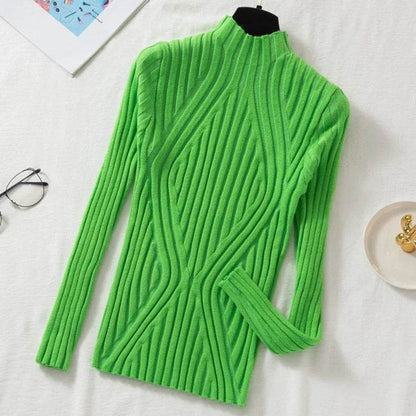Chic Women’s Knitted Pullover Sweater - Half Turtleneck, Slim Fit - Buy Center UK