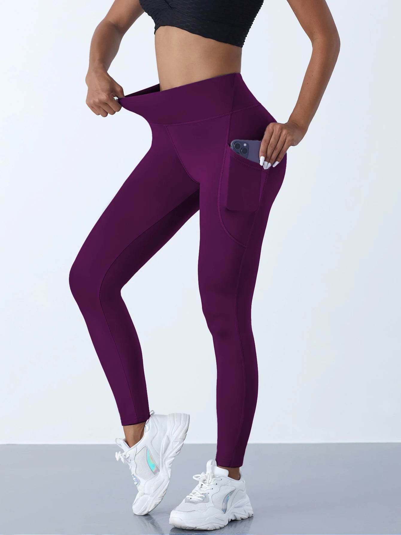Buy Center Women's High Waist Yoga Leggings - Tummy Control with Pockets - Buy Center UK