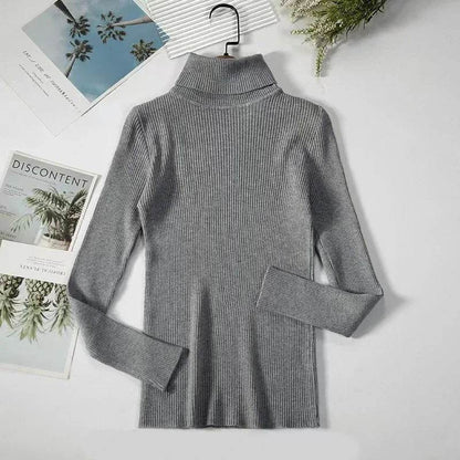 Chic Women’s Knitted Pullover Sweater - Half Turtleneck, Slim Fit - Buy Center UK