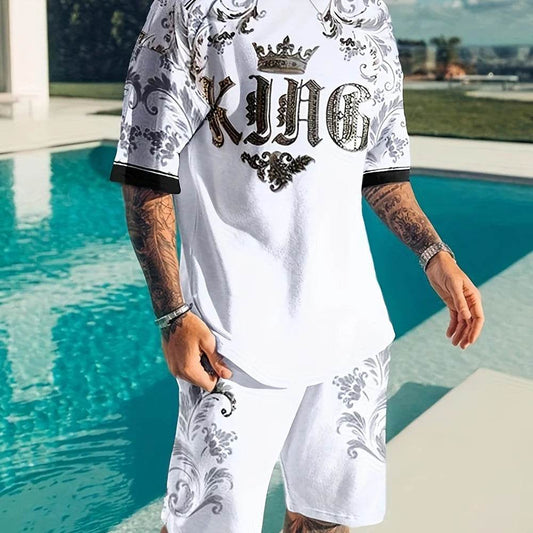 2025 Men's Summer Sports Set - Y2K Style 3D Poker King Design - Buy Center UK