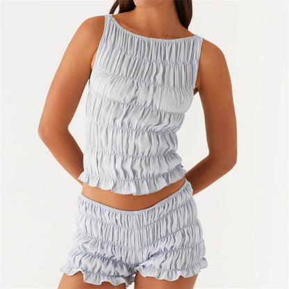 Women’s Summer O-neck Tank Top & Shorts Set - Chic Beach Outfit - Buy Center UK
