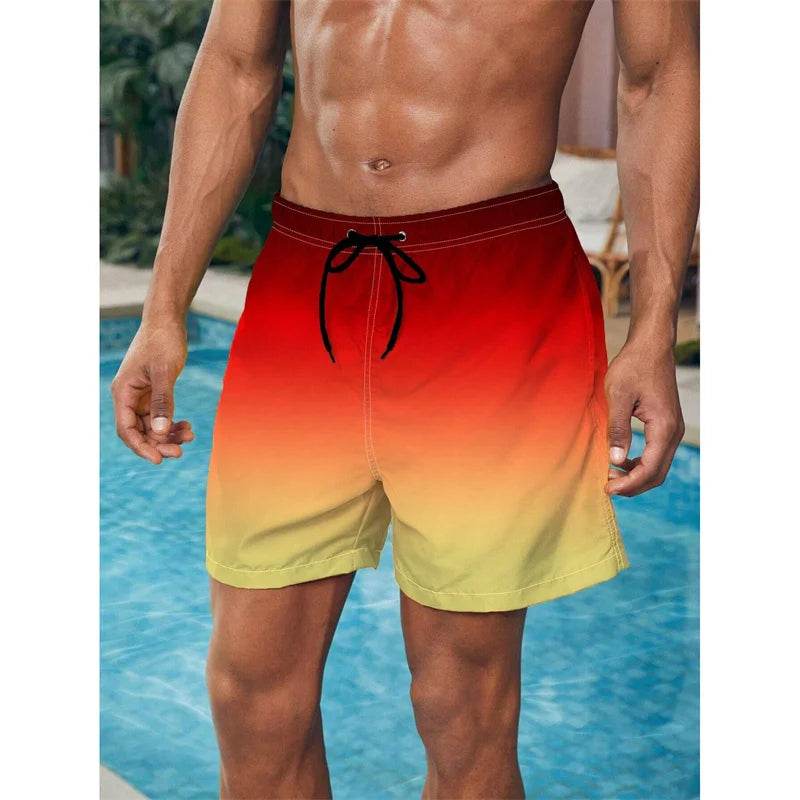 Buy Center Gradient Color Block Beach Shorts - Stylish 3D Print Design - Buy Center UK