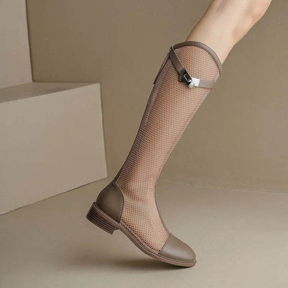 2022 Women Knee High Boots - Patent Leather, Mid Chunky Heel Style - Buy Center UK