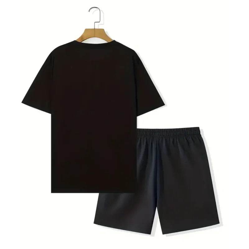 Hot Summer Men's Casual Suit - Letter Print T-Shirt & Shorts Set - Buy Center UK