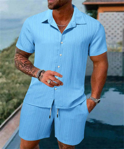 Buy Center 2024 Men's Summer Beach Suit - Casual Shirt & Shorts - Buy Center UK