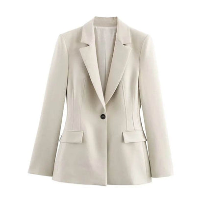 Chic Office Lady Women Suit - V Neck Blazer & Flare Pants Set - Buy Center UK