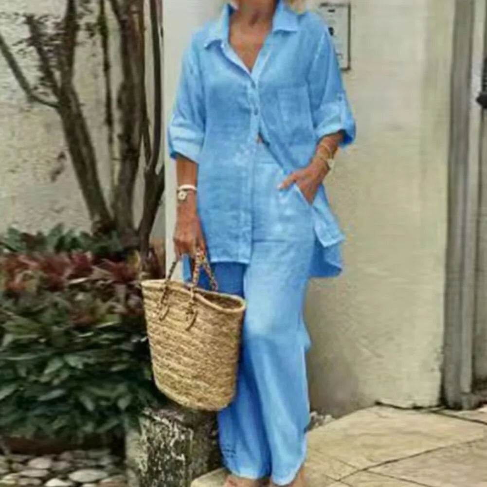 Buy Center Women's Summer Cotton Linen 2 Piece Set - Stylish & Comfortable - Buy Center UK