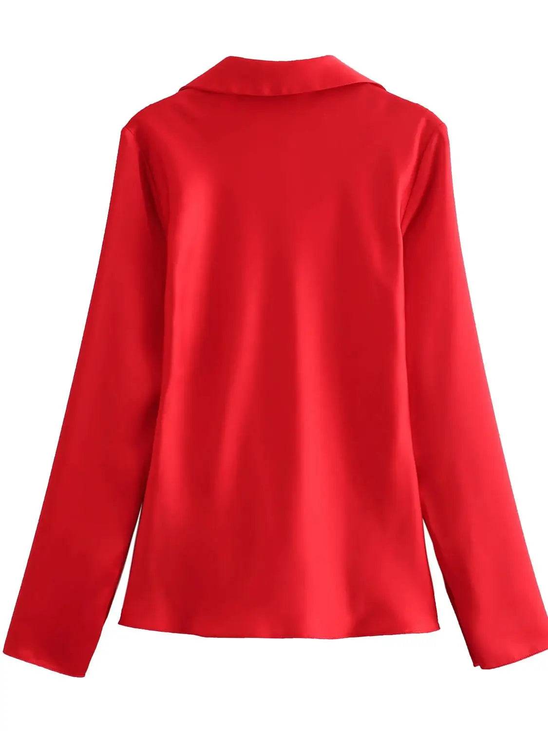 XNWMNZ Satin Silk Texture Shirt - Trendy Bow Tie, Long Sleeve Blouse - Buy Center UK