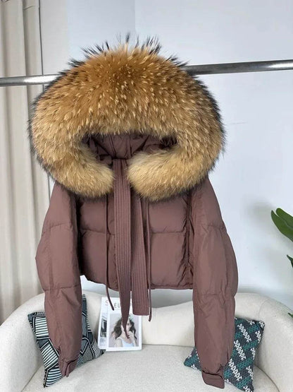 Buy Center Winter Women Jacket - Detachable Fur Collar & Duck Down - Buy Center UK
