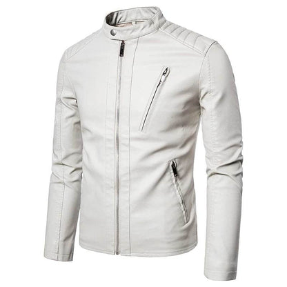 TRAF Men's Slim Leather Jacket - Stylish Spring & Autumn Fashion - Buy Center UK