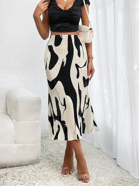 Buy Center Women's Pleated Midi Skirt - Autumn Fashion, High Waist - Buy Center UK