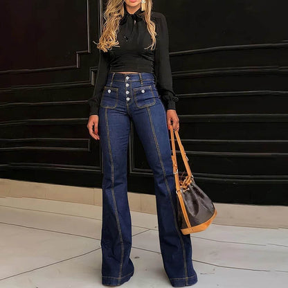 Buy Center Women’s High Waist Wide Leg Denim Pants - Trendy Fashion 2025 - Buy Center UK