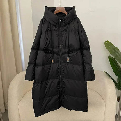 Buy Center Women's Thick White Duck Down Jacket - Extra-Long Hooded Style - Buy Center UK