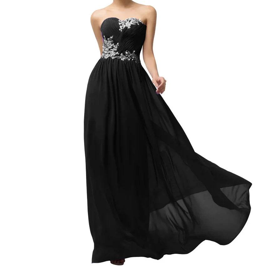 Elegant A-Line Chiffon Bridesmaid Dress - Beading & Appliques - Buy Center UK