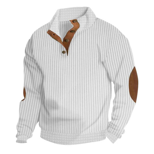 Buy Center Men's Casual Polo Sweater - Vertical Stripe Jacquard Design - Buy Center UK