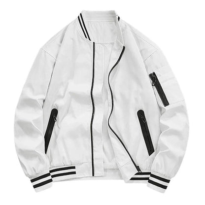 Buy Center Lightweight White Baseball Jacket for Men - Spring Autumn Style - Buy Center UK