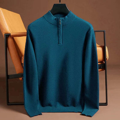 Buy Center Men's Cashmere Sweater - Half Zipper Turtleneck, Warm Knitted - Buy Center UK