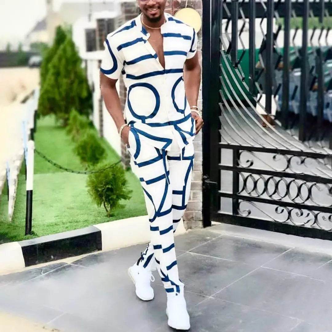 2024 Summer Fashion Men's Set - Stripe Shirt & Pants Outfit S-3XL - Buy Center UK