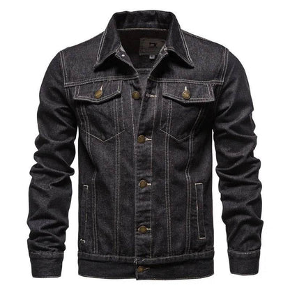 Buy Center Men’s Denim Coat - Casual Autumn Jacket, Turn Down Collar - Buy Center UK