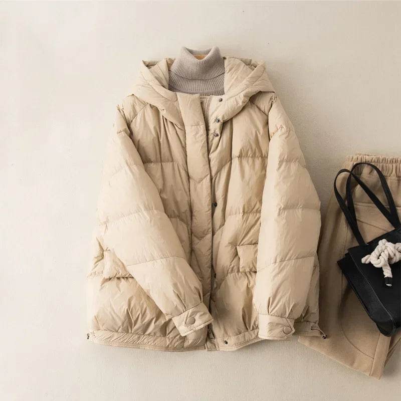 Buy Center Women's Oversize Duck Down Coat - Warm Hooded Jacket - Buy Center UK