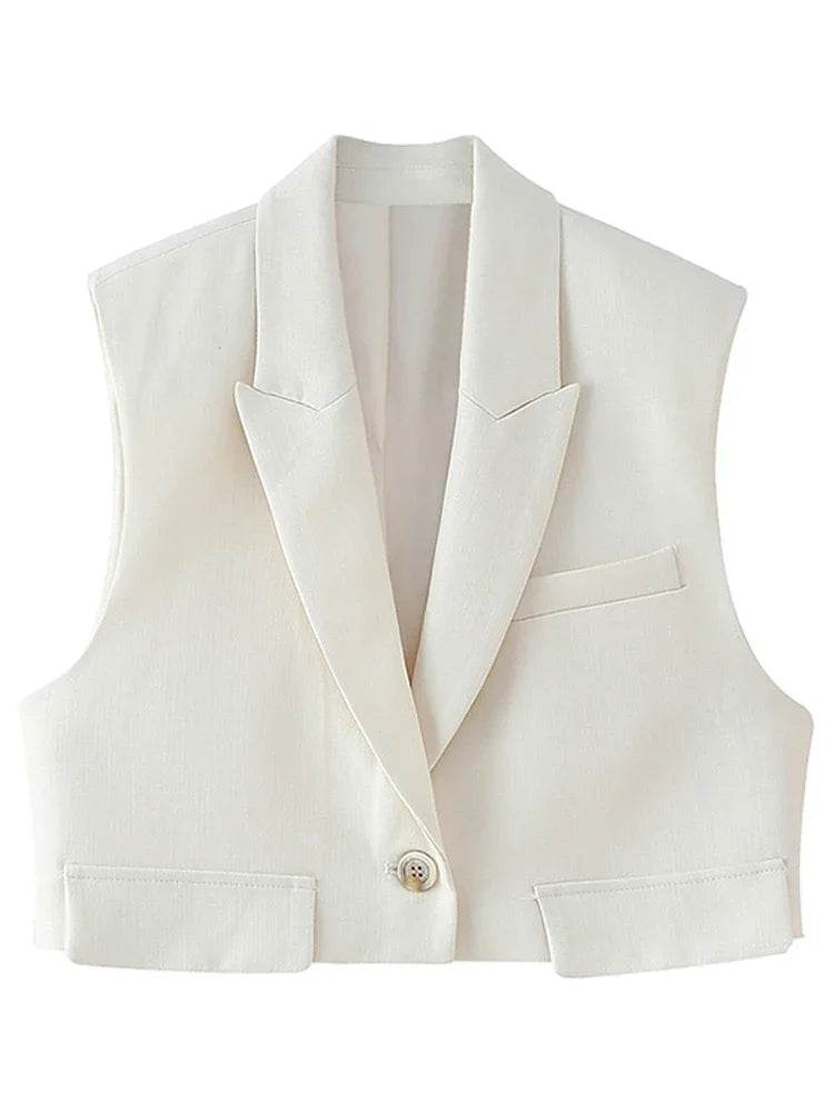 Elegant Women's Vest Pant Set - V-Neck Sleeveless Top & Wide-Leg Pants - Buy Center UK