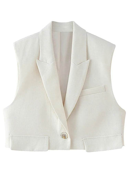 Elegant Women's Vest Pant Set - V-Neck Sleeveless Top & Wide-Leg Pants - Buy Center UK