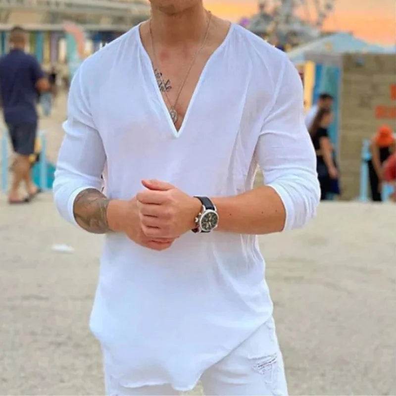 Buy Center Men's Loose Shirt - Cotton Linen Spring Autumn Style - Buy Center UK