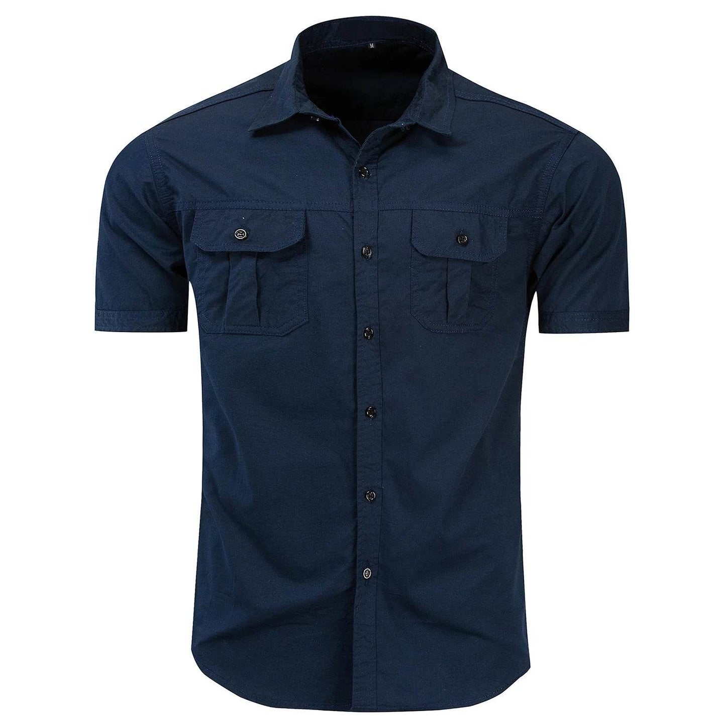 Buy Center Men's Solid Color Safari Shirt - 100% Cotton Short Sleeve - Buy Center UK