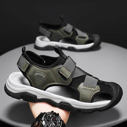 Buy Center Men's Summer Sandals - Genuine Leather, Anti-Slip Comfort - Buy Center UK