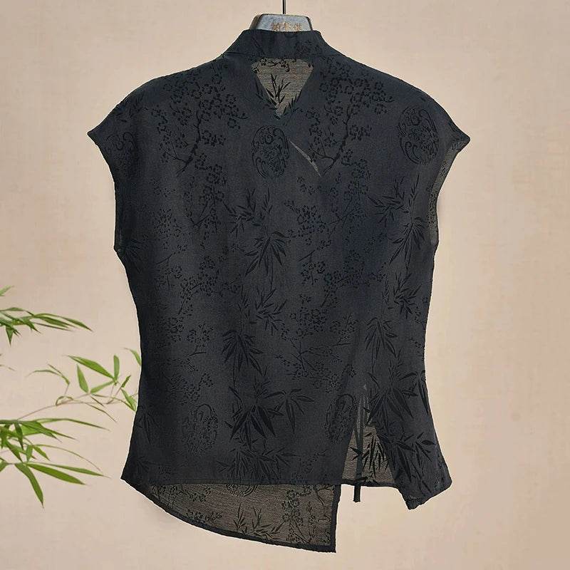 Retro Thin Shirt - Elegant Chinese Style Short Sleeve T-shirt - Buy Center UK