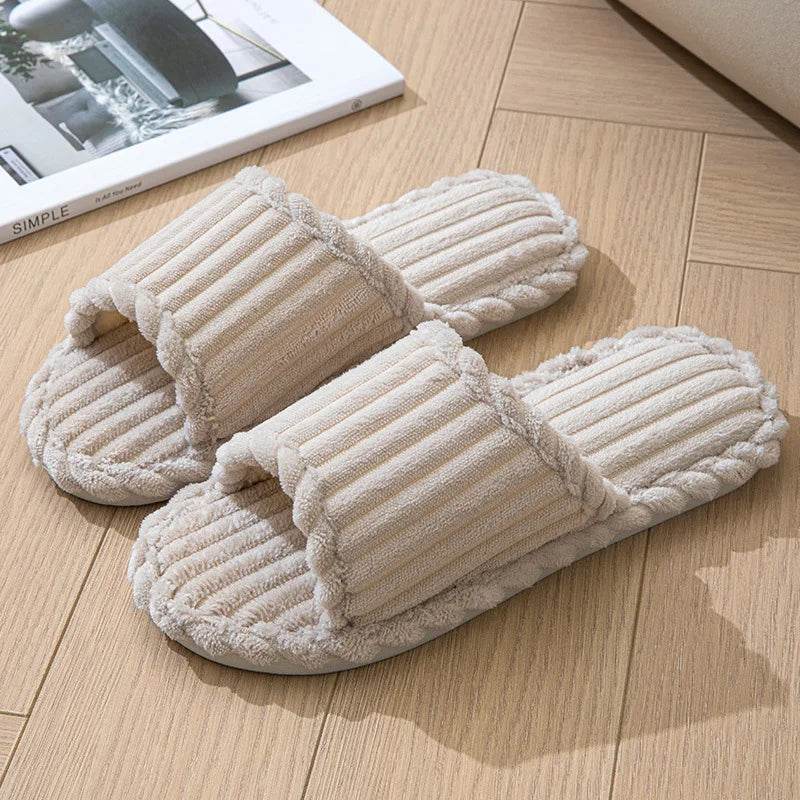 Buy Center Women's Minimalist Open Toe Cotton Slippers - Stylish Indoor Footwear - Buy Center UK
