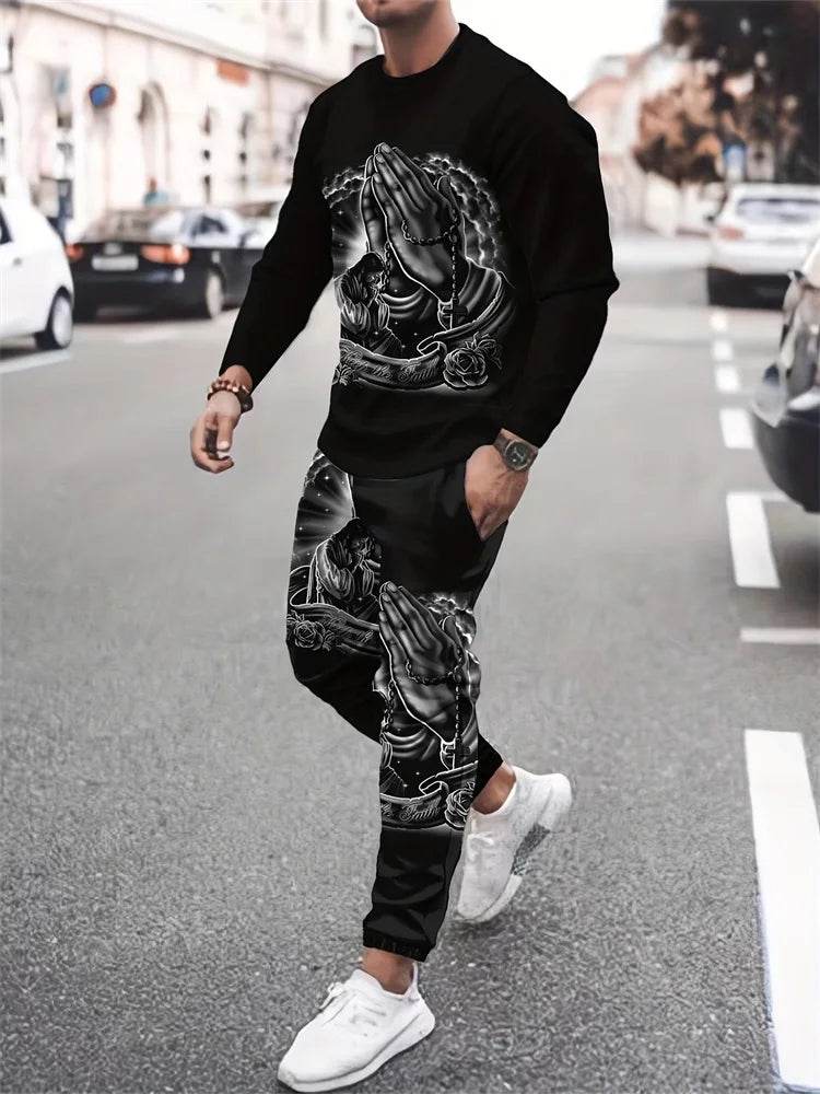 Urban Street Fashion 2pcs Suit - Demon 3D Printed Long Sleeve Shirt - Buy Center UK