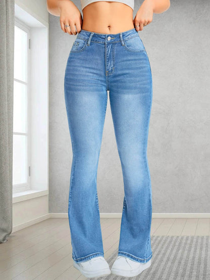 Buy Center Ladies' High Waisted Flared Jeans - Stylish & Comfortable - Buy Center UK