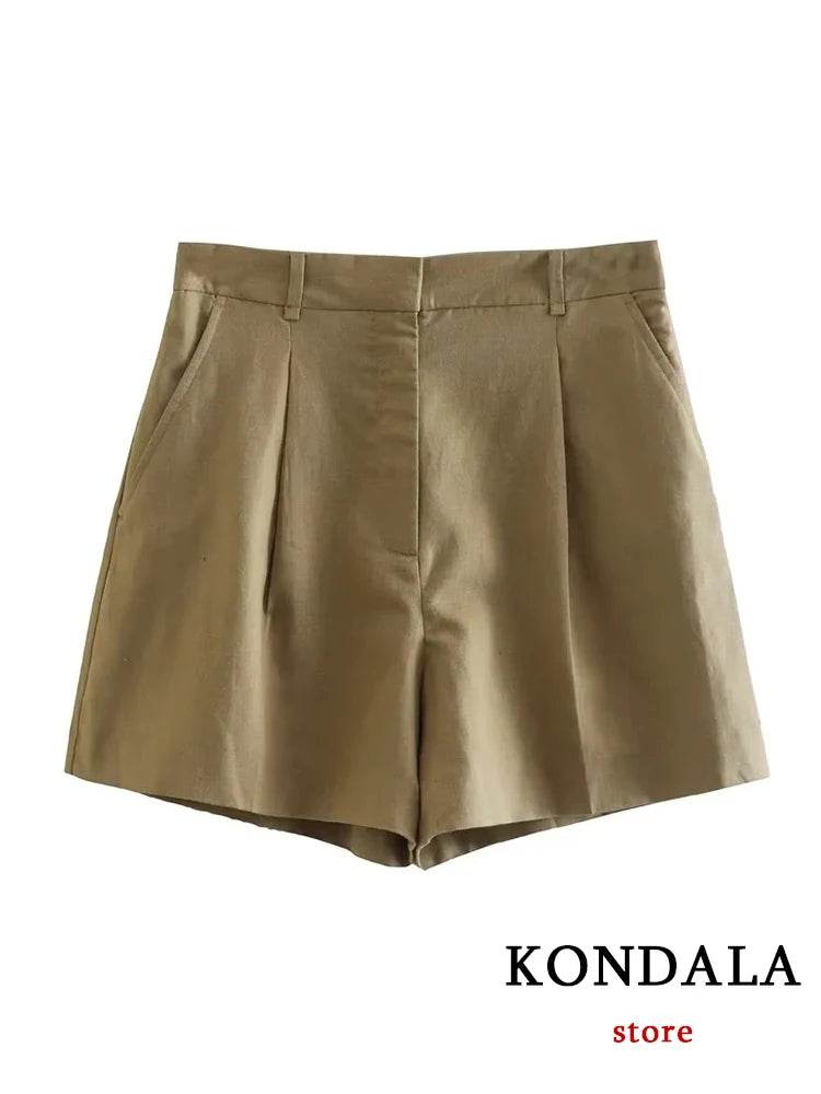 TRAFZA Casual Women Suits - V Neck Blazer & Wide Leg Shorts - Buy Center UK