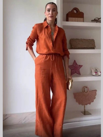 Buy Center Fashion Cotton Linen Pants Set - Elegant Summer Outfit - Buy Center UK