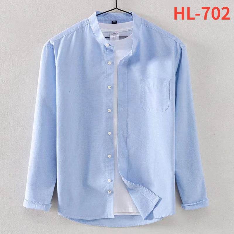 Buy Center Men's No-Iron Pure Cotton Oxford Shirt - Stand Collar - Buy Center UK