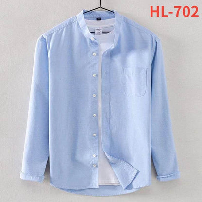 Buy Center Men's No-Iron Pure Cotton Oxford Shirt - Stand Collar - Buy Center UK