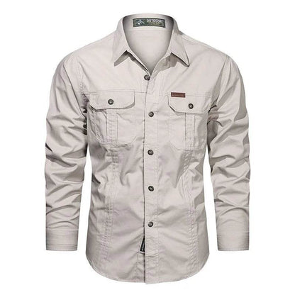Buy Center Men's Long Sleeve Cargo Shirt - High-Quality Cotton Style - Buy Center UK