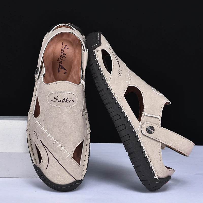 Buy Center Men’s Handmade Summer Sandals - Breathable Leather, Casual Style - Buy Center UK