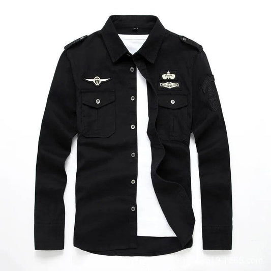 Buy Center Men’s Long Sleeve Cotton Shirt - Military Fitness Style - Buy Center UK